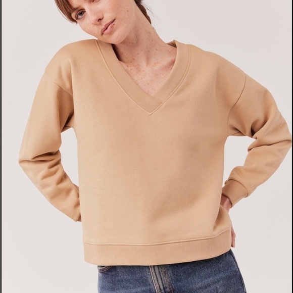 Pact Blush Pink Calla V Neck Sweater Sweatshirt Medium - Picture 1 of 2